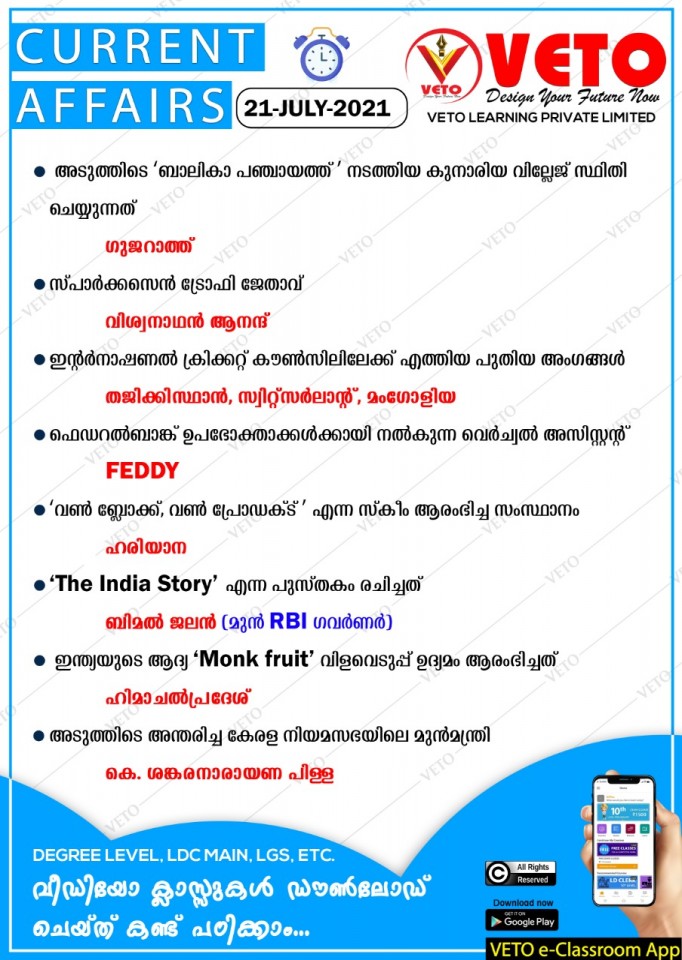 CURRENT AFFAIRS, PRELIMINARY CURRENT AFFAIRS, KERALA PSC
